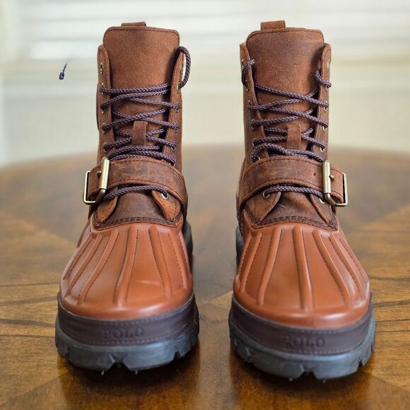 Polo Ralph Lauren Oslo Waterproof Leather-Suede Boots Brown Men's Size 10 High - Picture 2 of 10